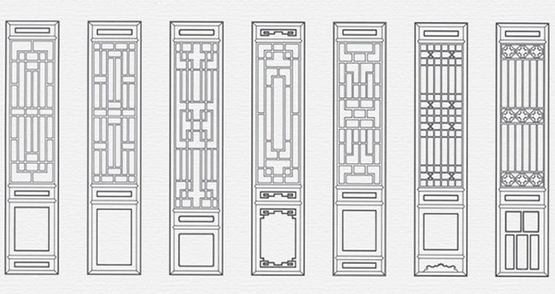 科尔沁右翼中常用中式仿古花窗图案隔断设计图